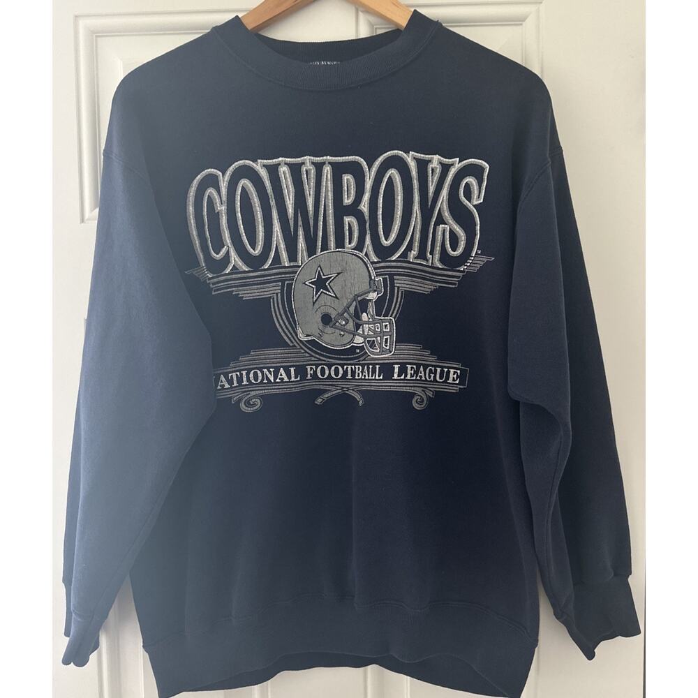 Vintage 90s‎ Dallas Cowboys Jostens Crewneck Sweatshirt Large Made In USA Navy L